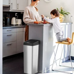 Stainless Steel Sliding Lid Sensor Trash Can with AbsorbX Odor Control System, 14 Gal., Silver(IT14SC)<iTouchless