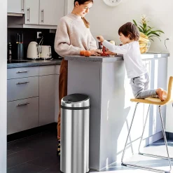 Stainless Steel Round Sensor Trash Can with AbsorbX Odor Control System, 13 Gal., Silver (IT13RCB)<iTouchless Discount