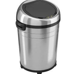 Stainless Steel Round Sensor Trash Can with AbsorbX Odor Control System and Wheels, 18 Gal., Silver (IT18RC)<iTouchless Discount