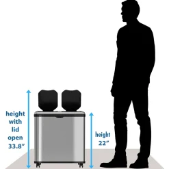 Stainless Steel Rectangular Sensor Trash Can and Recycle Bin, 16 Gal., Silver (IT16RES)<iTouchless New