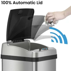Stainless Steel Sensor Trash Can Platinum Edition with AbsorbX Odor Control System, 13 Gal., Silver (IT13RX)<iTouchless