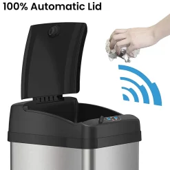 Stainless Steel Sensor Trash Can with Wide Lid Opening and AbsorbX Odor Control System, 13 Gal., Silver (IT13MX)<iTouchless