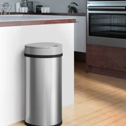 Stainless Steel Semi-Round Sensor Trash Can with Extra-Wide Lid and AbsorbX Odor Control, 13 Gal., Silver(IT13HX)<iTouchless Hot