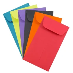 Hot JAM Paper #6 Coin Business Colored Envelopes, 3.375 x 6, Assorted Colors, 150/Pack (3567306assrt)