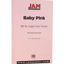 Card Stock*JAM Paper 80 lb. Cardstock Paper, 8.5" x 14", Baby Pink, 50 Sheets/Pack (76329459)
