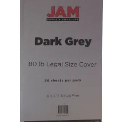 Card Stock*JAM Paper 80 lb. Cardstock Paper, 8.5" x 14", Dark Gray, 50 Sheets/Pack (64429535)