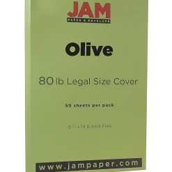 Card Stock*JAM Paper 80 lb. Cardstock Paper, 8.5" x 14", Olive Green, 50 Sheets/Pack (16729372)