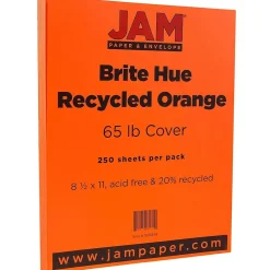 Card Stock*JAM Paper 65 lb. Cardstock Paper, 8.5" x 11", Orange, 250 Sheets/Ream (1033879B)