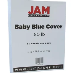 Card Stock*JAM Paper 80 lb. Cardstock Paper, 8.5" x 11", Baby Blue, 50 Sheets/Pack (5155792)