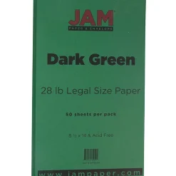 Multipurpose Paper*JAM Paper 8.5" x 14" Color Multipurpose Paper, 28 lbs., Dark Green, 50 Sheets/Ream (64429551)