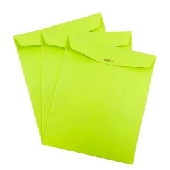 Clearance JAM Paper 10 x 13 Open End Catalog Colored Envelopes with Clasp Closure, Ultra Lime Green, 50/Pack (v0128186i)
