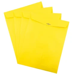 Outlet JAM Paper 10 x 13 Open End Catalog Colored Envelopes with Clasp Closure, Yellow Recycled, 50/Pack (900906710i)