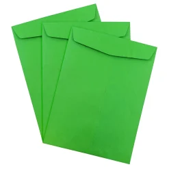 Online JAM Paper 9 x 12 Open End Catalog Colored Envelopes, Green Recycled, 50/Pack (80402i)