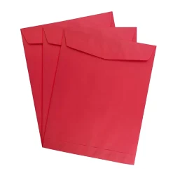 JAM Paper 10 x 13 Open End Catalog Colored Envelopes, Red Recycled, 50/Pack (v0128192i)