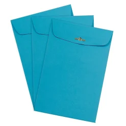 Sale JAM Paper ® 6 x 9 Open End Catalog Colored Envelopes with Clasp Closure, Blue Recycled, 25/Pack (V0128123F)