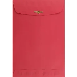JAM Paper 6 x 9 Open End Catalog Colored Envelopes with Clasp Closure, Red Recycled, 100/Pack (87881)