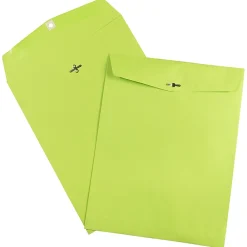 Hot JAM Paper 10 x 13 Open End Catalog Colored Envelopes with Clasp Closure, Ultra Lime Green, 100/Pack (V0128186)