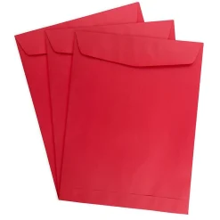 New JAM Paper 9 x 12 Open End Catalog Colored Envelopes, Red Recycled, 25/Pack (80329a)