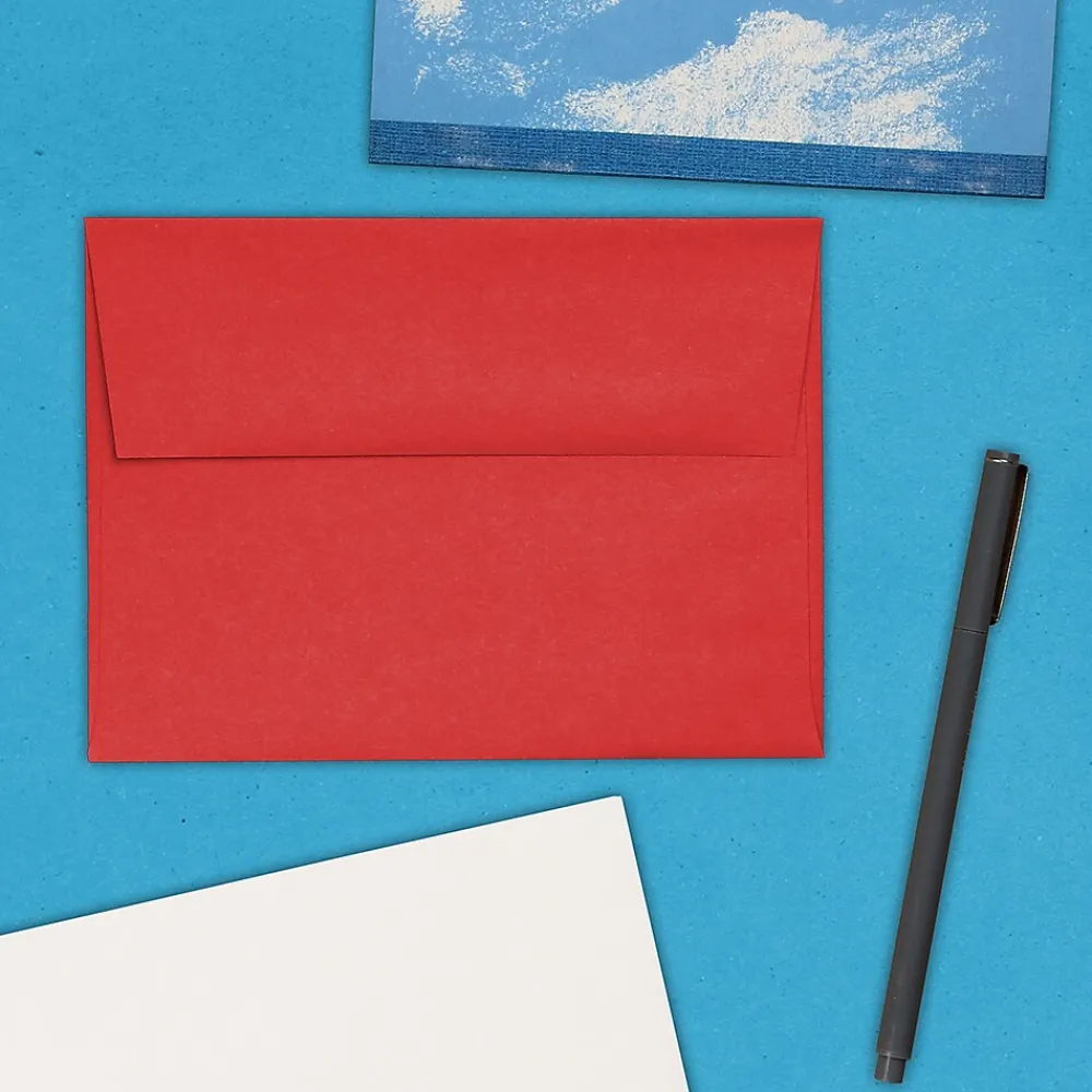 Online JAM Paper A6 Colored Invitation Envelopes, 4.75 x 6.5, Red Recycled, 50/Pack (67503I)