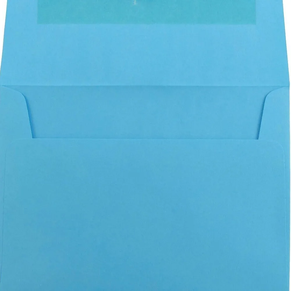 Sale JAM Paper A7 Colored Invitation Envelopes, 5.25 x 7.25, Blue Recycled, 50/Pack (54093I)