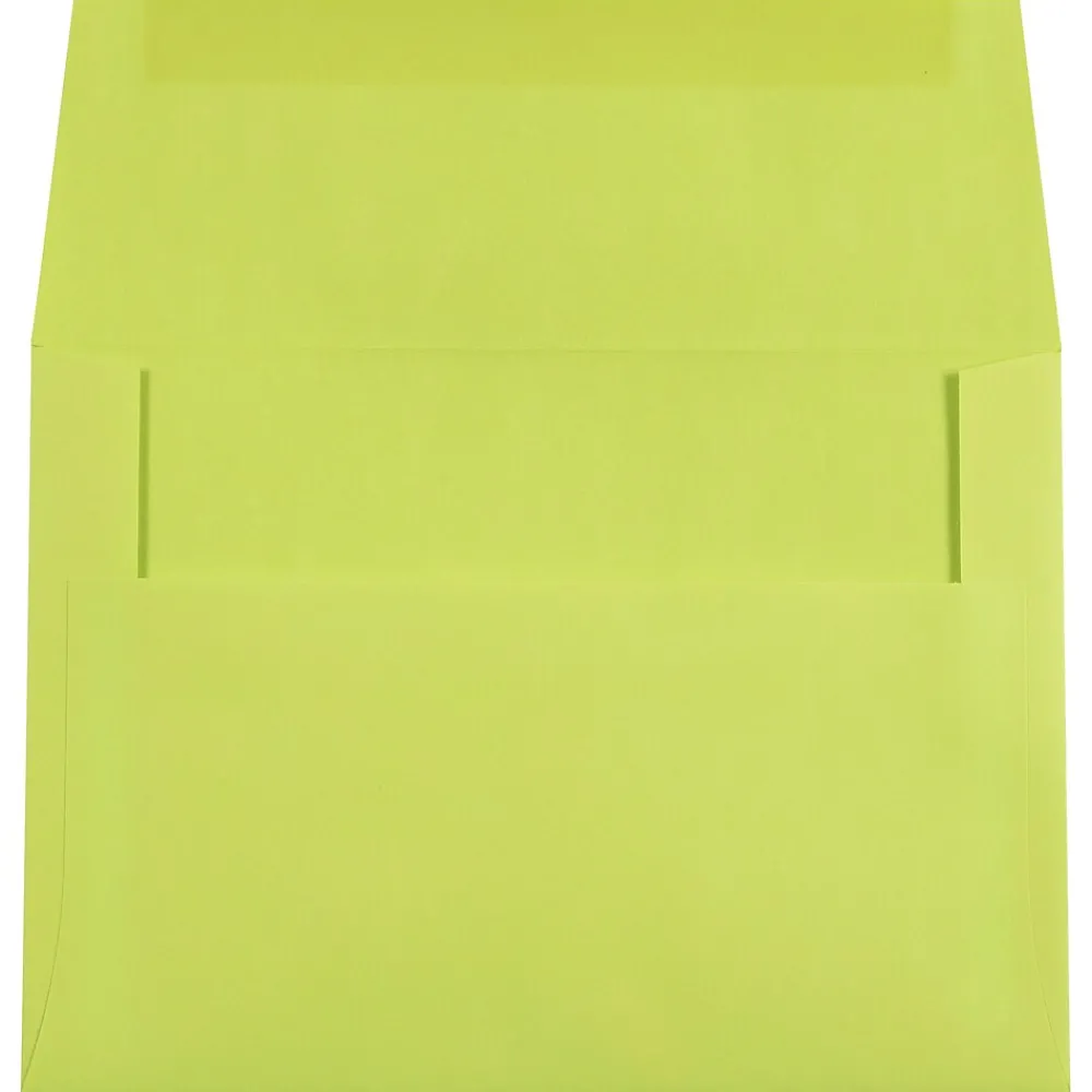 New JAM Paper A7 Colored Invitation Envelopes, 5.25 x 7.25, Ultra Lime Green, 50/Pack (96151I)