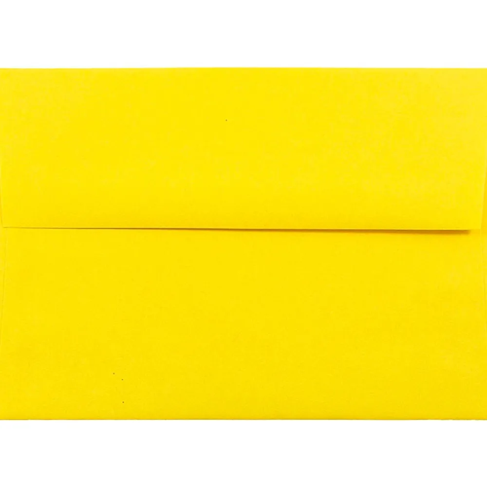 Discount JAM Paper A7 Colored Invitation Envelopes, 5.25 x 7.25, Yellow Recycled, 50/Pack (96326I)