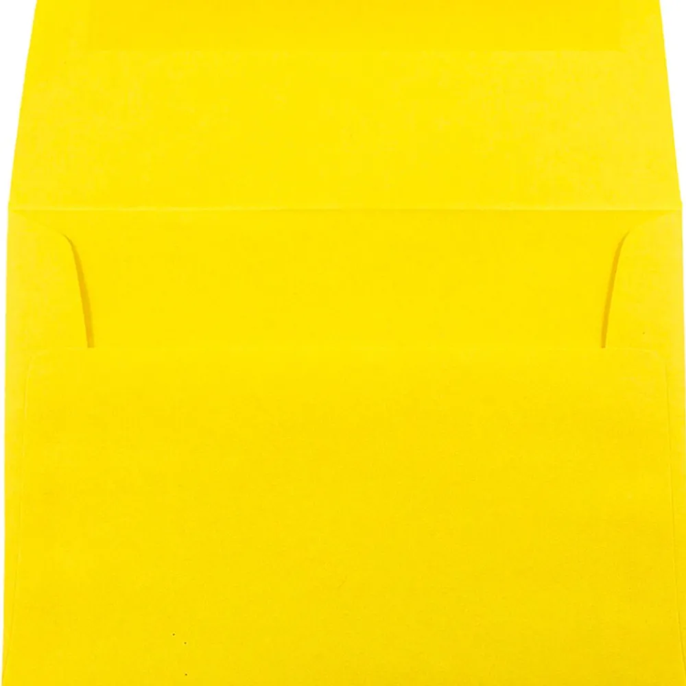 Discount JAM Paper A7 Colored Invitation Envelopes, 5.25 x 7.25, Yellow Recycled, 50/Pack (96326I)