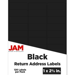 Sale JAM Paper Address Labels, 1" x 2 5/8", , 30 Labels/Sheet, 4 Sheets/Pack (302228592) Black