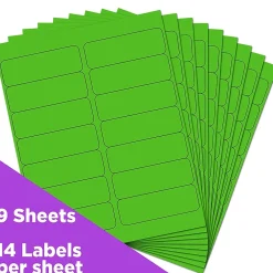 Online JAM Paper Address Labels, 1 1/3" x 4", , 14 Labels/Sheet, 9 Sheets/Pack (359329613) Neon Green