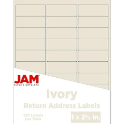 Clearance JAM Paper Address Labels, 1 x 2 5/8, , 30 Labels/Sheet, 4 Sheets/Pack (17966071) Ivory