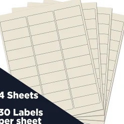 Clearance JAM Paper Address Labels, 1 x 2 5/8, , 30 Labels/Sheet, 4 Sheets/Pack (17966071) Ivory
