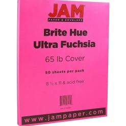 Card Stock*JAM Paper Bright Hue 65 lb. Cardstock Paper, 8.5" x 11", Ultra Fuchsia, 50 Sheets/Pack (184851)