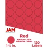 Outlet JAM Paper Circle Round Label Sticker Seals, 1" Diameter, Red, 24 Labels/Sheet, 5 Sheets/Pack (3147612194)