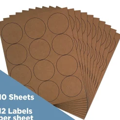 New JAM Paper Circle Round Label Sticker Seals, 2.5 Inch Diameter, Brown Kraft, 120/Pack (2147618897)