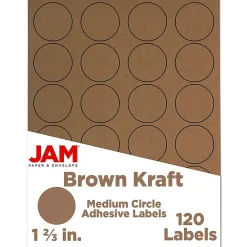 New JAM Paper Circle Round Label Sticker Seals, 1 2/3 Inch Diameter, , 120/Pack (3147612192) Brown Kraft