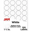 Labels|JAM Paper Circle Round Label Sticker Seals, 1.66" Dia., White, 120/Pack (3147612193)