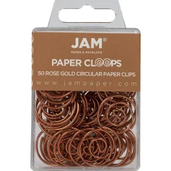 Clips & Fasteners|JAM Paper Circular Small Paper Clips, , 2 Packs of 50 (21832061B) Rose Gold