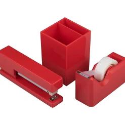 Staplers|JAM Paper Desk Supplies Kit, Red, 3/Pack (337841RE)