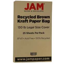 Card Stock*JAM Paper Extra Heavyweight Cardstock Paper, 130 lbs., 8.5" x 14", Brown Kraft, 25 Sheets/Pack (78832697)