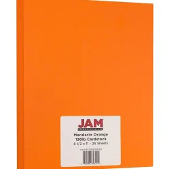 Card Stock*JAM Paper Extra Heavyweight 130 lb. Cardstock Paper, 8.5" x 11", Mandarin Orange, 25 Sheets/Pack (295831634)