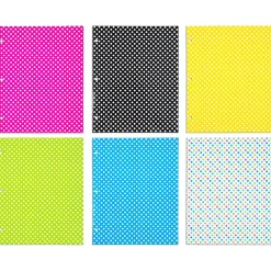 Pocket Folders|JAM Paper Glossy 3-Hole Punched 2-Pocket Folders, Multicolored, Assorted Polka Dot, 6/Pack (31237926)