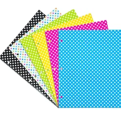 Pocket Folders|JAM Paper Glossy 3-Hole Punched 2-Pocket Folders, Multicolored, Assorted Polka Dot, 6/Pack (31237926)
