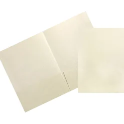Pocket Folders|JAM Paper Handmade Two-Pocket Recycled Presentation Folders, Ivory Metallic, 100/Box (05964488B)