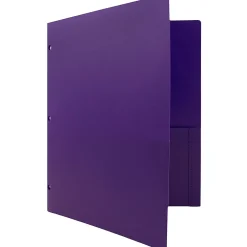 Pocket Folders|JAM Paper Heavy Duty 3 Hole Punch Two-Pocket Plastic Folders, , 6/Pack (383HHPPUB) Purple