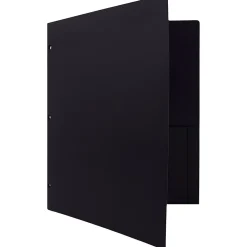 Pocket Folders|JAM Paper Heavy Duty 3 Hole Punch Two-Pocket Plastic Folders, , 108/Pack (383HHPBUA) Black
