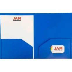 Pocket Folders|JAM Paper Heavy Duty 2 Pocket Folder, Plastic, Assorted Primary Colors, 12/Pack (383Hrgbyopb)