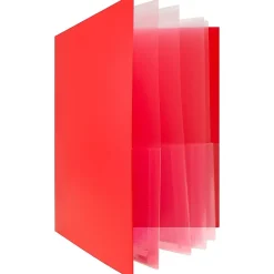 Pocket Folders|JAM Paper Heavy Duty 10-Pocket Plastic Folder Organizer, Red, 2/Pack (389MP10REJ)