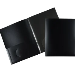 Pocket Folders|JAM Paper Heavy Duty 4-Pocket Plastic Folders, Black, 2/Pack (389MP4bl)