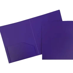 Pocket Folders|JAM Paper Heavy Duty Two-Pocket Plastic Folders, Purple, 108/Pack (0946179B)