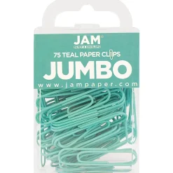 Clips & Fasteners|JAM Paper Jumbo Paper Clips, , 3 Packs of 75 (21832065B) Teal
